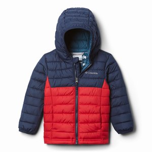 Columbia Powder Lite™ Hooded Jacka Pojkar Röda/Marinblå (WKSTX8734)